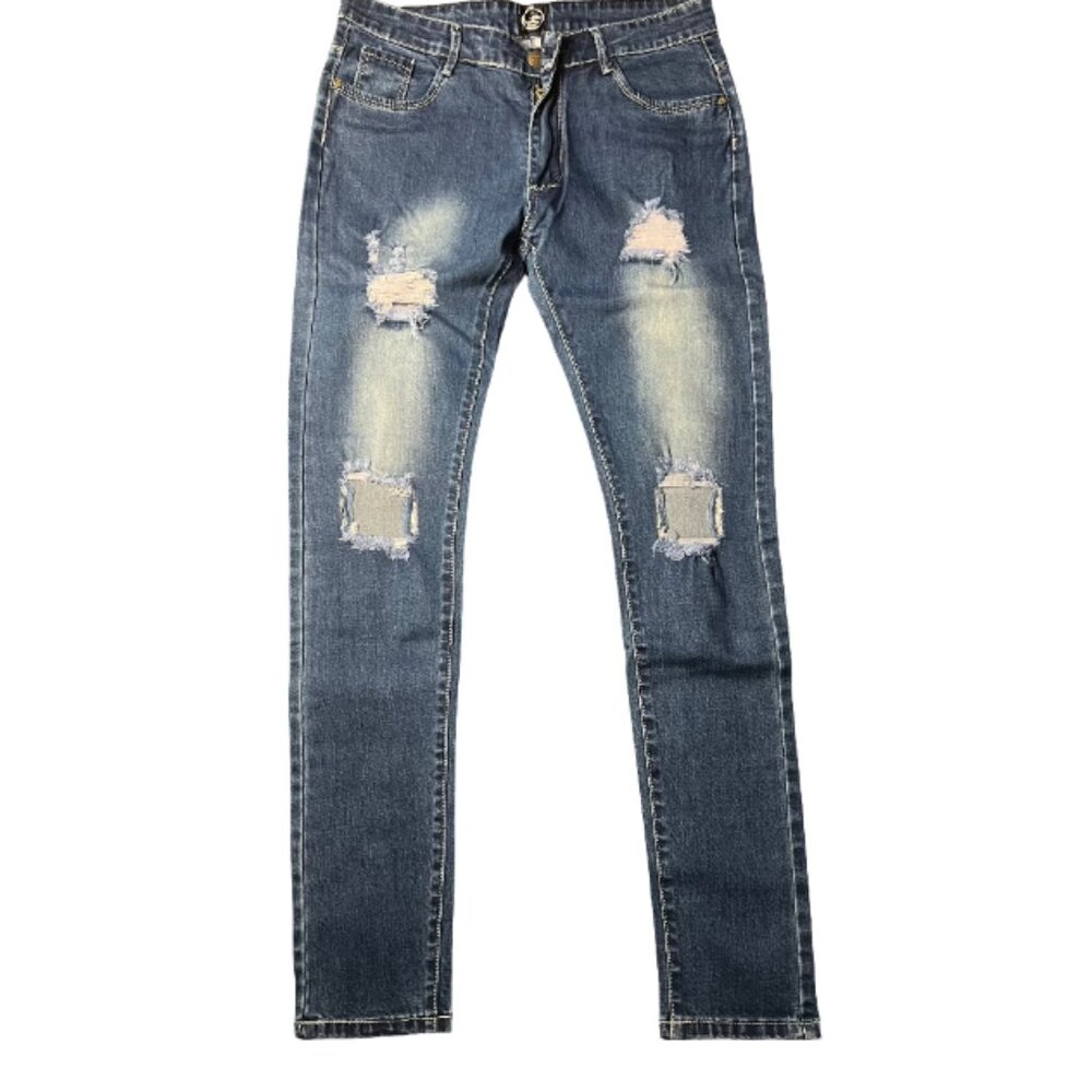 Men's Knee Hole Denim Skinny Jeans